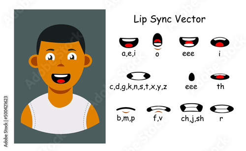 LipSync Vector Design Male with Smiley Face white shirt