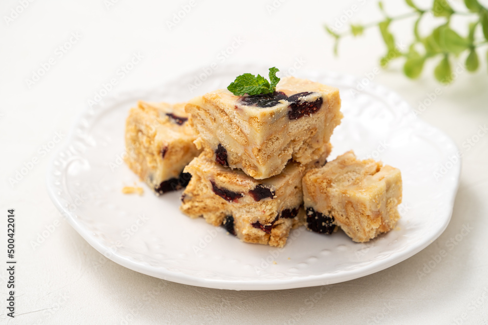 Delicious marshmallow biscuit named snow Q cookies with cranberry dried fruit.
