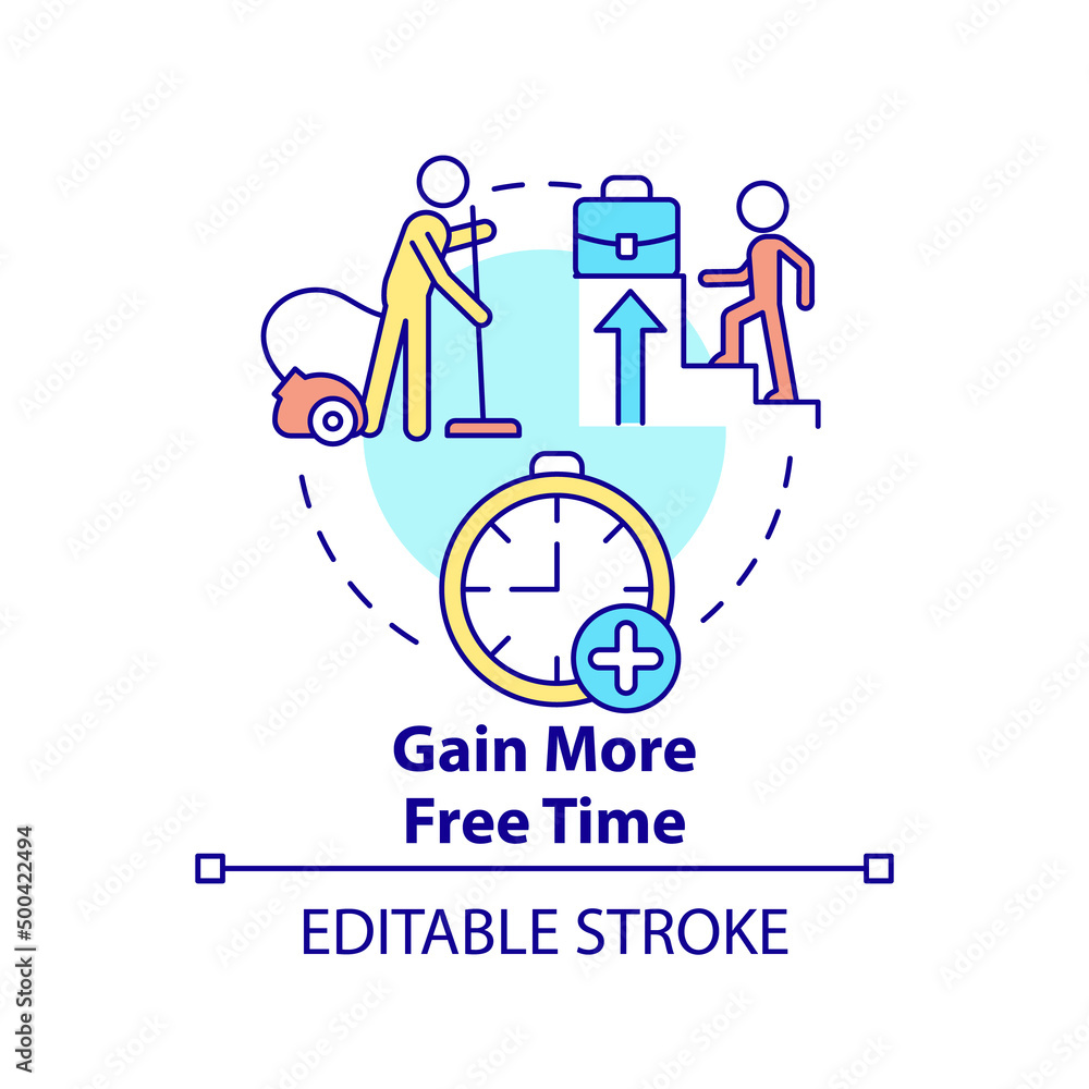 Gain more free time concept icon. Improve your life. Social media detox reason abstract idea thin line illustration. Isolated outline drawing. Editable stroke. Arial, Myriad Pro-Bold fonts used Gain more free time concept icon. Improve your life. Social media detox reason abstract idea thin line illustration. Isolated outline drawing. Editable stroke. Arial, Myriad Pro-Bold fonts used