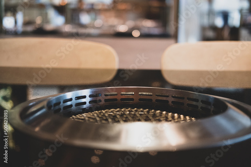 Clean and empty grill stove in Japanese restaurant.