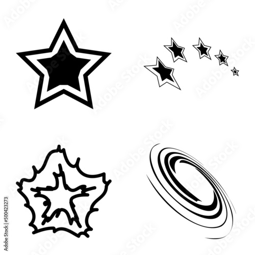 Stars1-2starfall Flat Icon Set Isolated On White Background