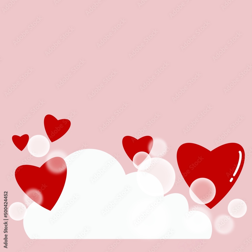 heart shaped illustration, card and bokeh on background
