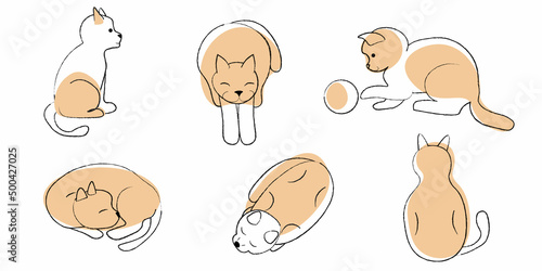 set of cartoon cats