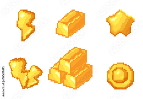 Pixel art gold items game