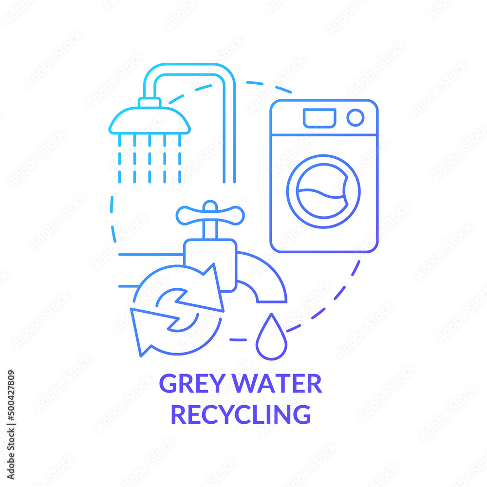 Grey water recycling blue gradient concept icon. Protecting biodiversity in urban areas abstract idea thin line illustration. Reusing wastewater. Isolated outline drawing. Myriad Pro-Bold font used Grey water recycling blue gradient concept icon. Protecting biodiversity in urban areas abstract idea thin line illustration. Reusing wastewater. Isolated outline drawing. Myriad Pro-Bold font used
