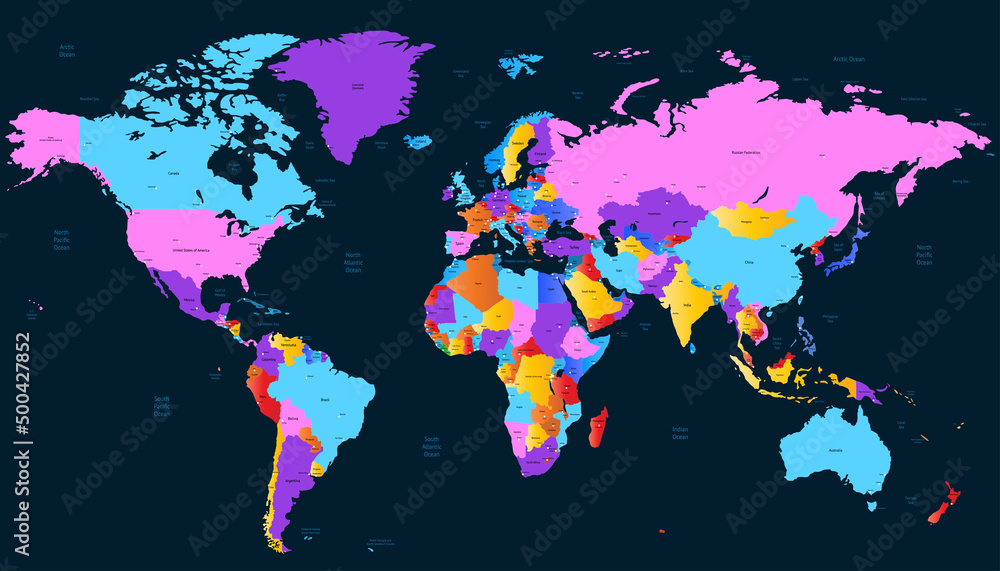 Fototapeta premium World map. Color vector modern. 