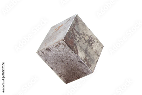 Metal cube on a white background