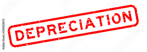 Grunge red depreciation word square rubber seal stamp on white background