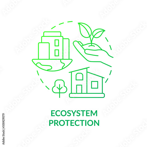 Ecosystem protection green gradient concept icon. Advantage of sustainable architecture abstract idea thin line illustration. Global environment. Isolated outline drawing. Myriad Pro-Bold font used