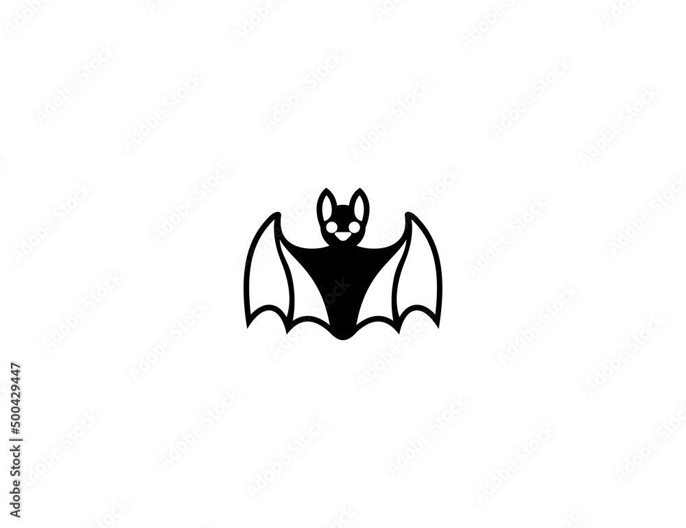 Bat vector icon. Isolated bat flat illustration