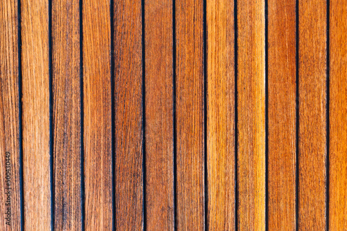 Texture of teak deck close-up, top view.