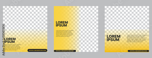 social media post template set with yellow and black color