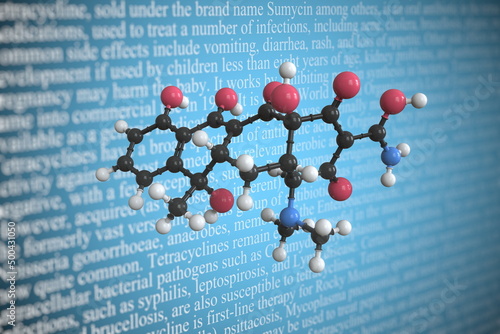 Tetracycline scientific molecular model, 3D rendering photo