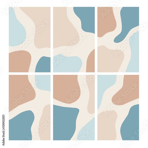 Set of modern abstract shapes aesthetic backgrounds. Minimalist abstract aesthetic background design in pastel colors suitable for banners, posters, flyers, posts or social media campaigns, etc.