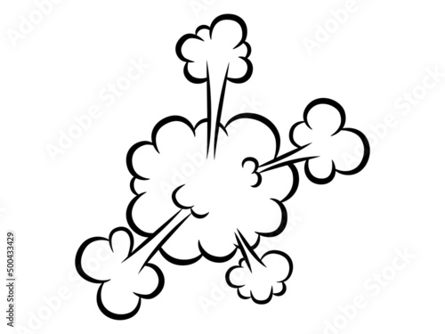 Comic style speed element. Bad smell smoke cloud isolated on white background.