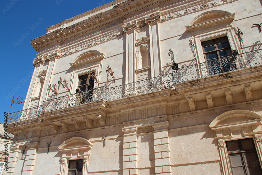 baroque palace (senato) in siracusa in sicily (italy) 