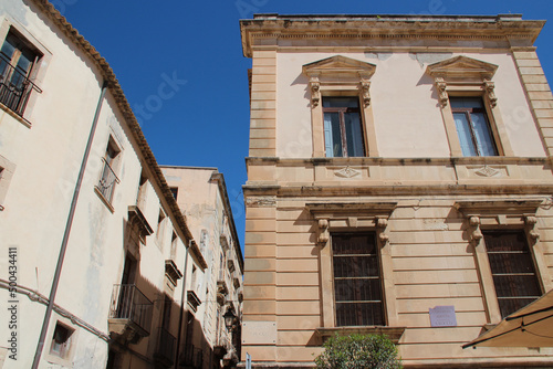 palaces (?) at san rocco square in siracusa in sicily (italy)  photo