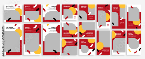 Templates pack for Instagram posts and stories, Facebook square, fashion, clearance advertisement, sale, and business promotion theme with fresh design
