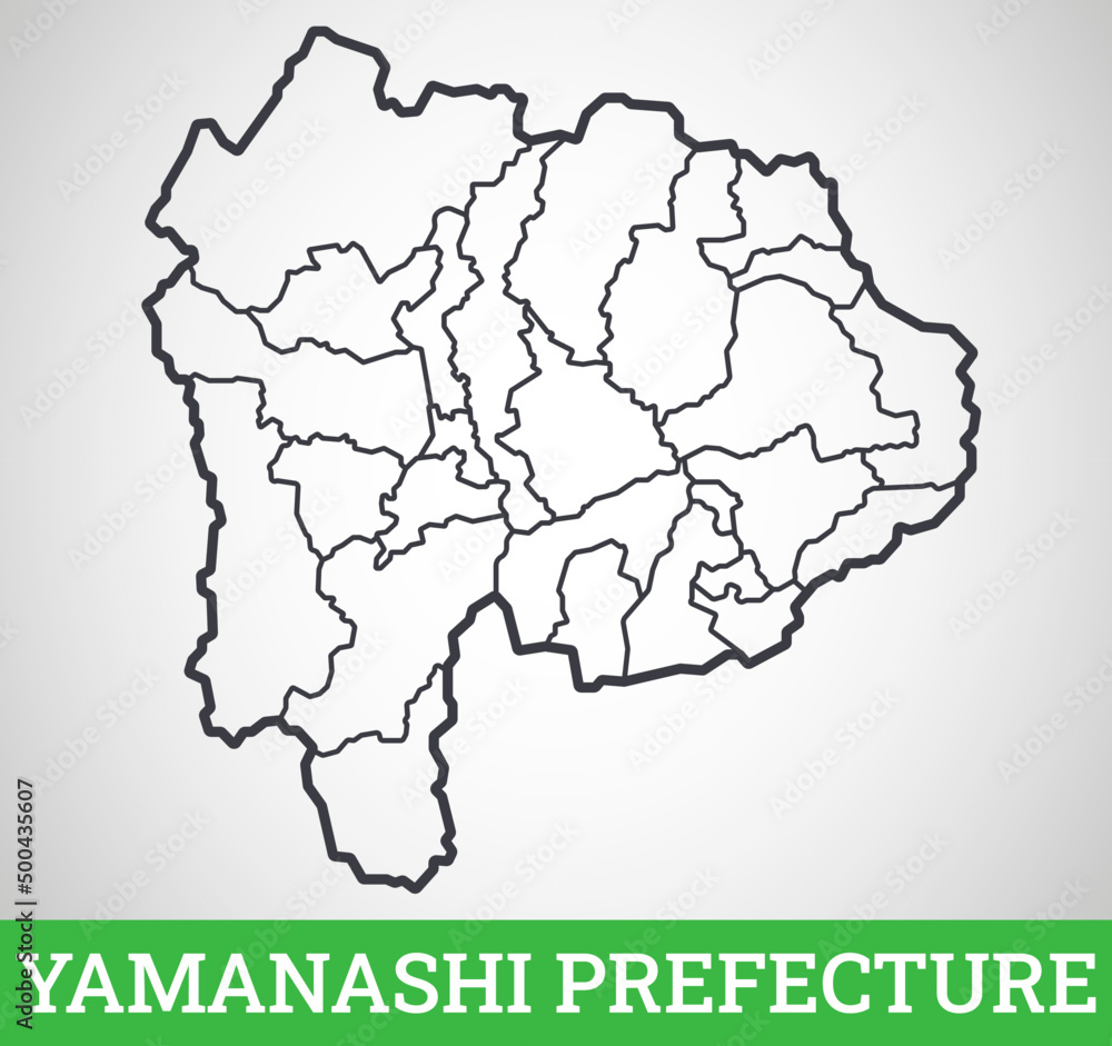 Simple outline map of Yamanashi Prefecture, Japan. Vector graphic illustration.