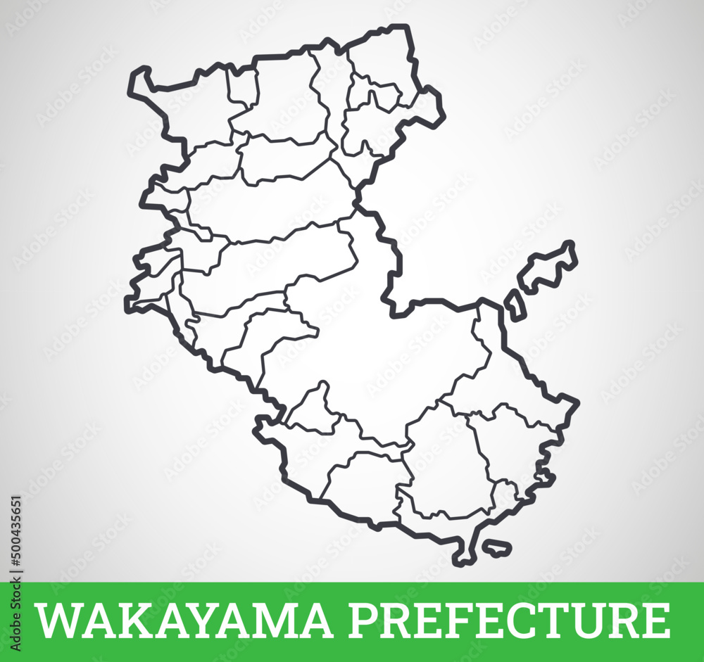 Fototapeta Simple outline map of Wakayama Prefecture, Japan. Vector graphic illustration.
