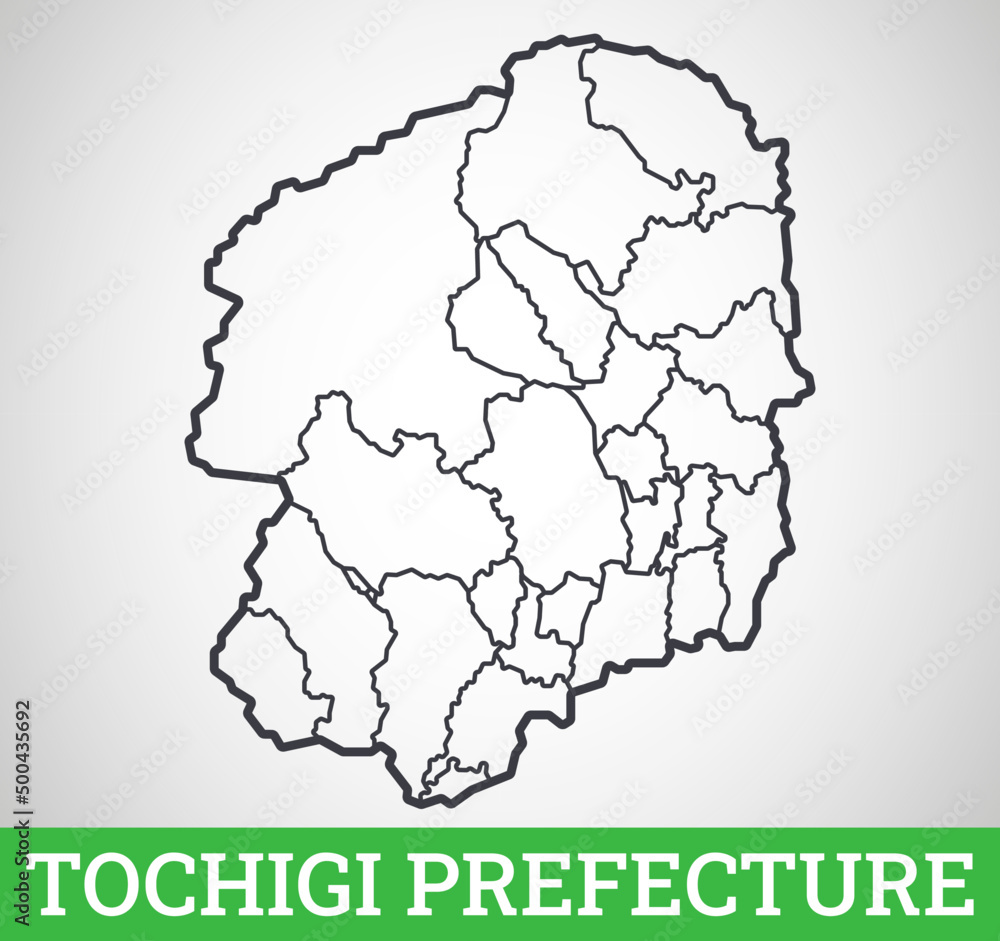 Fototapeta Simple outline map of Tochigi Prefecture, Japan. Vector graphic illustration.