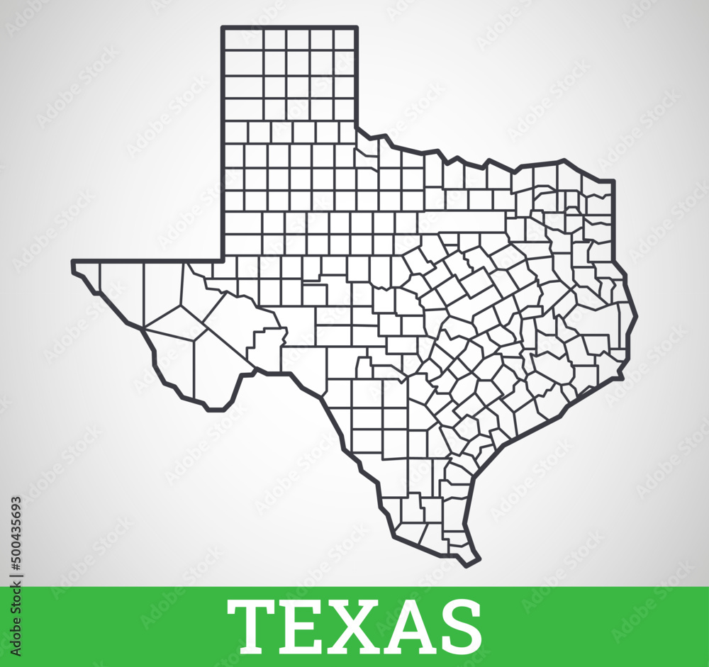Simple outline map of Texas, America. Vector graphic illustration