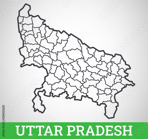 Принти на полотні Simple outline map of Uttar Pradesh, India
