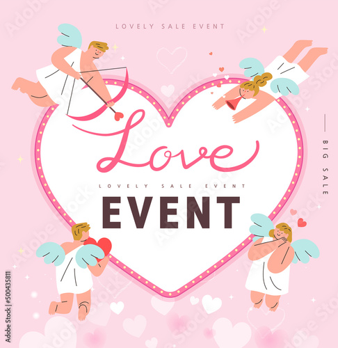 Happy Valentine’s Day Sale background, banner, poster or flyer design.
