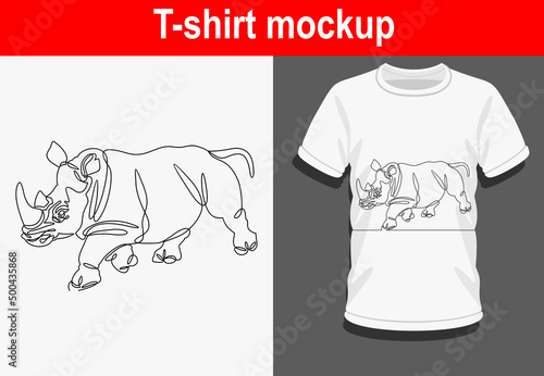 Graphic t-shirt design,rhino ,vector illustration for t-shirt.Continuous line
