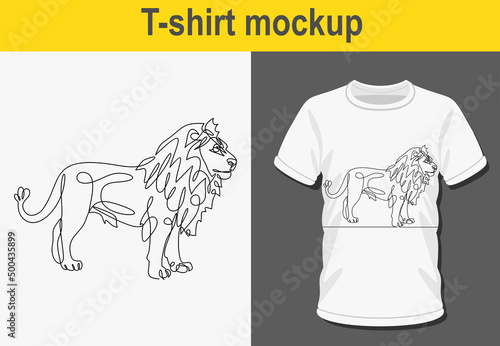 Graphic t-shirt design, Lion,vector illustration for t-shirt.Continuous line