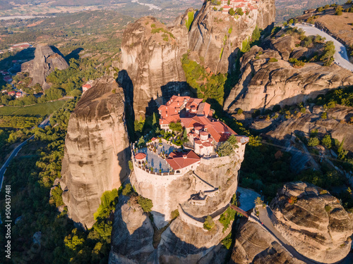 Εκτύπωση καμβά meteora monastery aerial view Thessaly mountains Greece