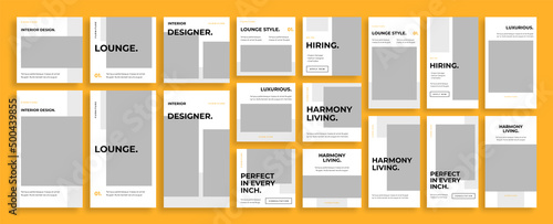 Templates pack for Instagram posts and stories, Facebook square, interior design and decoration, advertisement, sale, and business promotion theme with fresh design