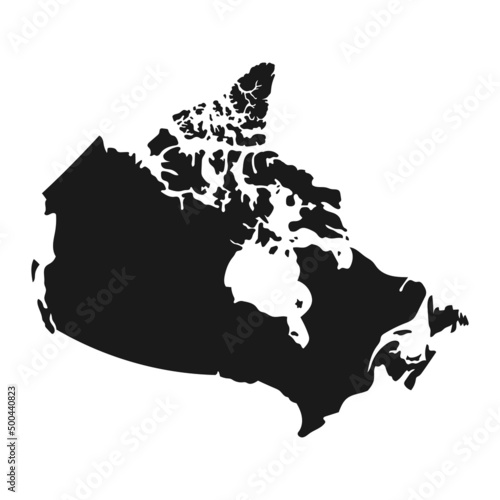 Canada map with black color isolated on white background. vector illustration simplified world map.