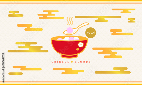 Lantern Festival traditional Delicious dumplings and Chinese auspicious clouds material set