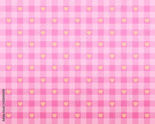 Seamless plaid pattern with pink gradient hearts