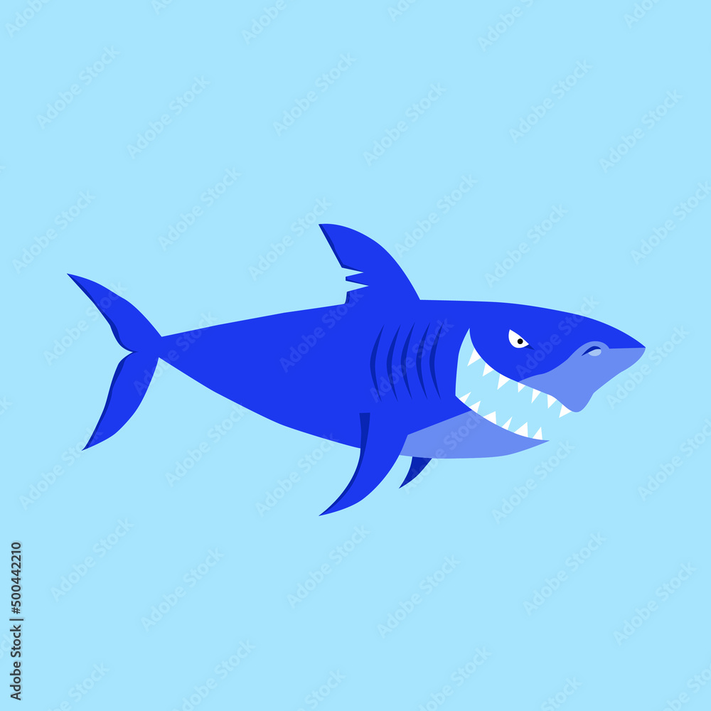 Vector illustration. Angry shark. shark in the sea