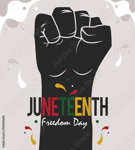 juneteenth lettering with fist silhouette