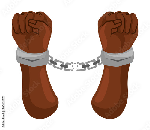 slave hands with handcuffs