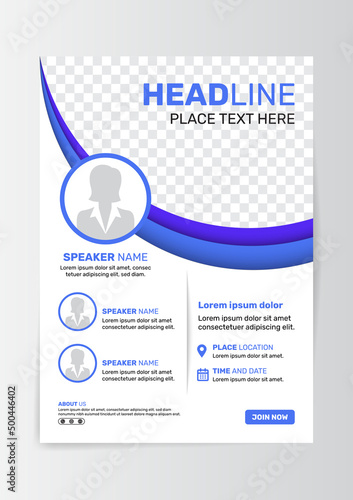 poster flyer template for seminar or webinar.suitable for business seminar flyers and which corresponds to it in blue and white colors