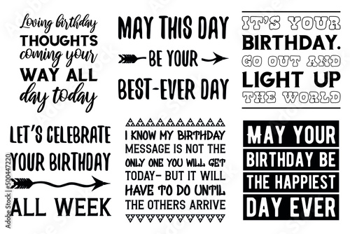 Happy birthday congratulations and wishes. Vector quotes bundle