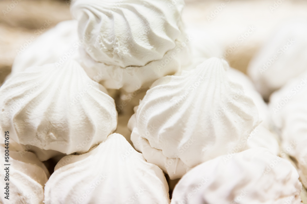 Bakery products. Marshmallows close up. Bakery products. Marshmallows close up.