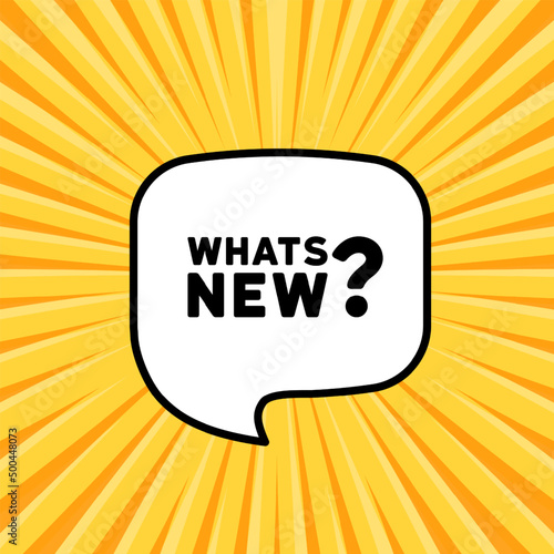 Speech bubble with whats new text. Boom retro comic style. Pop art style. Vector line icon for Business and Advertising