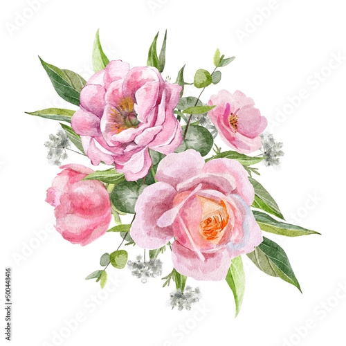 bouquet of roses isolated on white