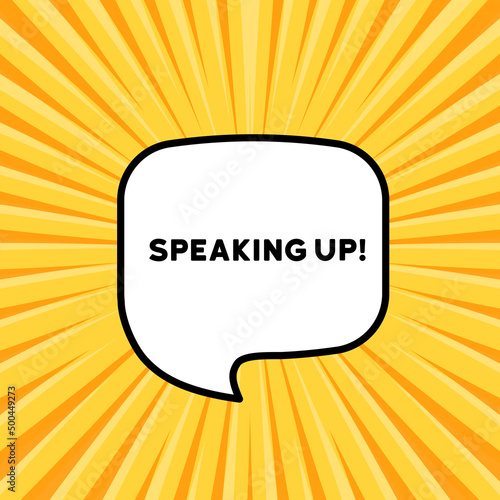 Speech bubble with speaking up text. Boom retro comic style. Pop art style. Vector line icon for Business and Advertising