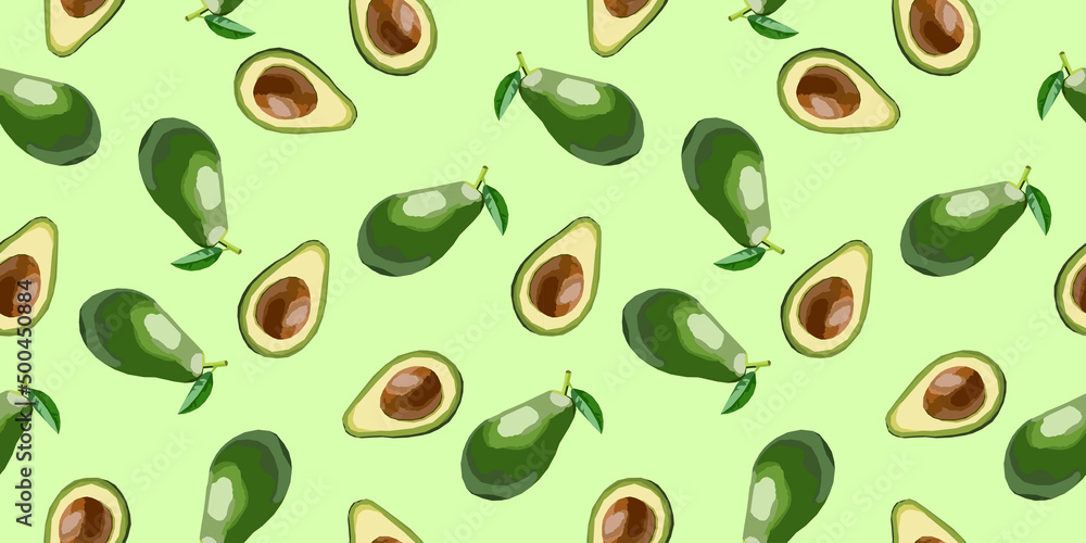 Avocado fruit green seamless pattern. Avocado fruit green seamless pattern.