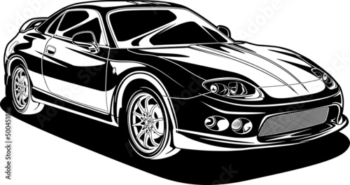 Black and white car vector illustration for conceptual design