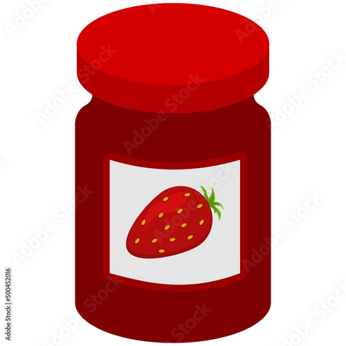 Jar of strawberry jam concept conserve template
