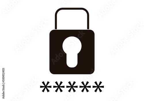 Icono negro de candado de contraseña en fondo blanco.