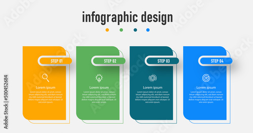 Infographic design for business concept. Can be used for info graphics, flow charts, presentations, web sites, banners, label template with icons. 4 options or steps.
