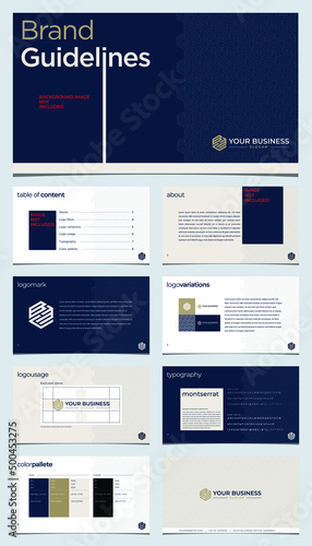 Brand guidelines template with hexagonal pattern